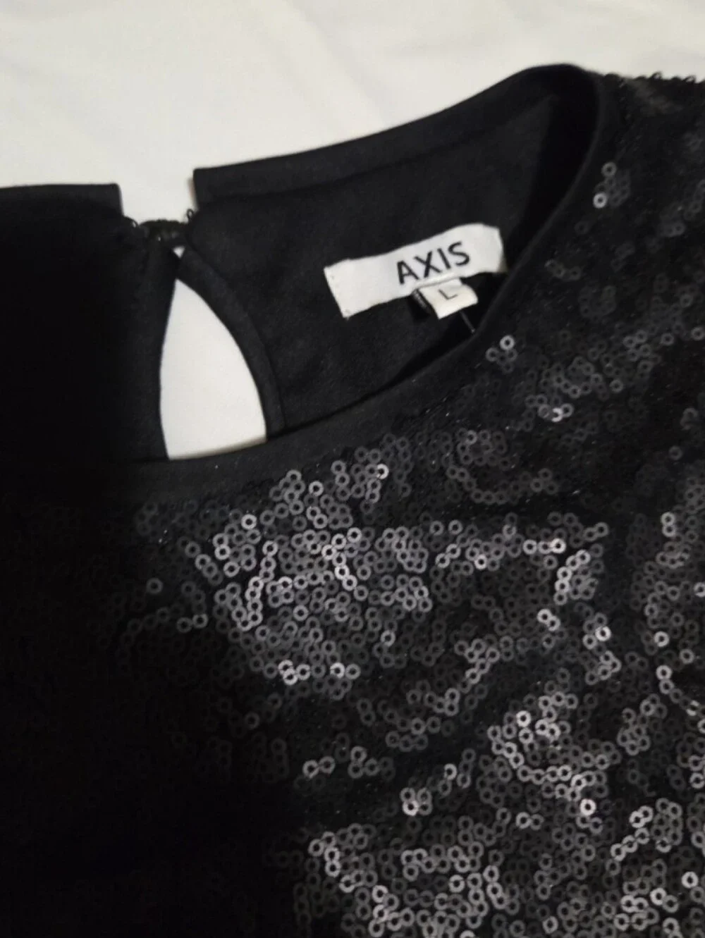 Axis women's large black shimmer short sleeve blouse #30